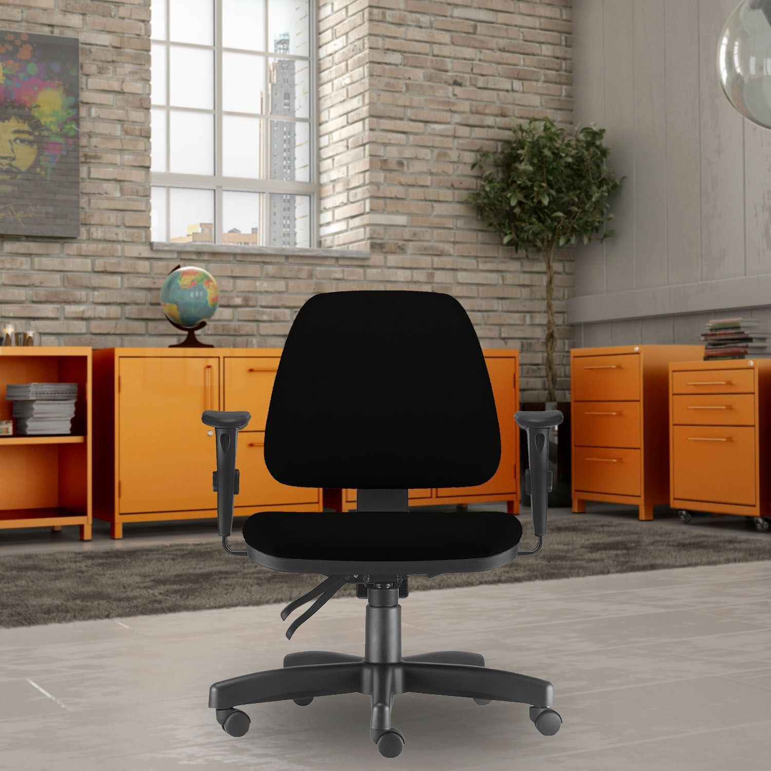 Kit 02 Cadeiras de Escritório Giratória Executiva Ergonômica Sky L02 Crepe Preto - Lyam Decor