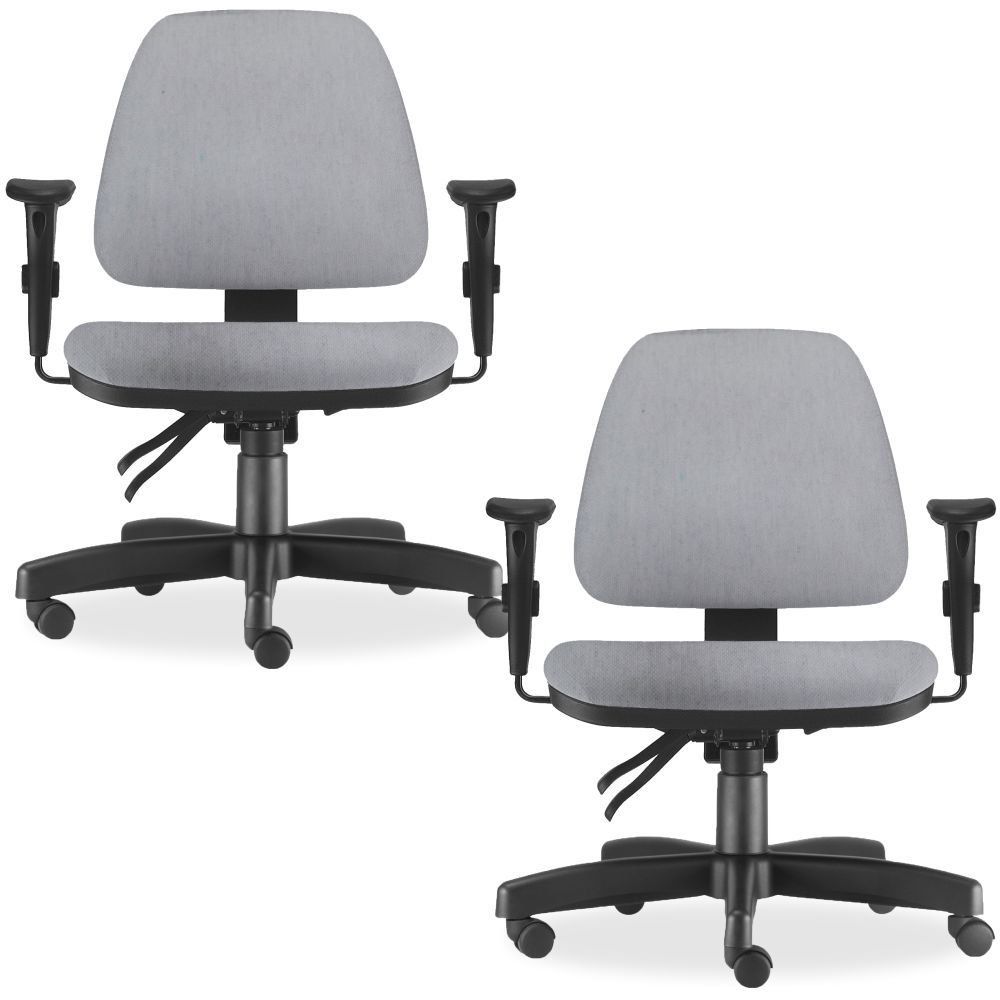 Kit 02 Cadeiras de Escritório Giratória Executiva Ergonômica Sky L02 Linho Cinza - Lyam Decor