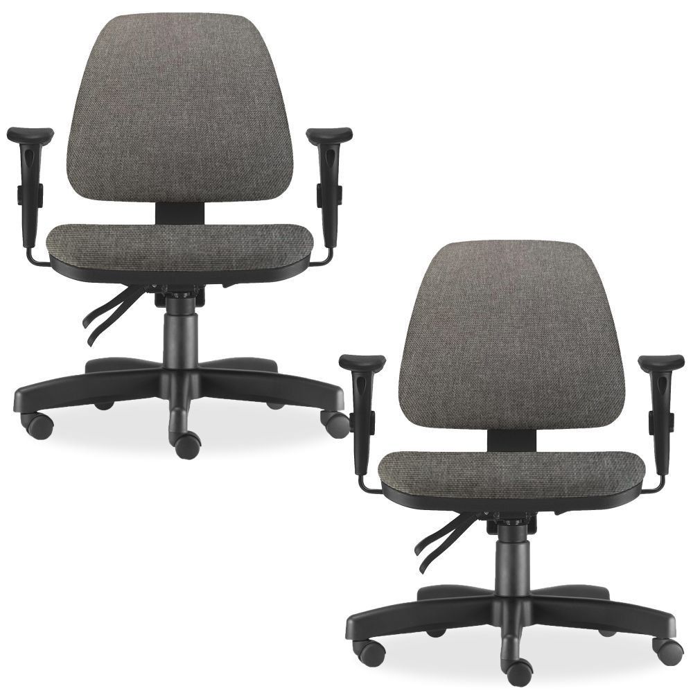 Kit 02 Cadeiras de Escritório Giratória Executiva Ergonômica Sky L02 Linho Cinza Escuro - Lyam Decor