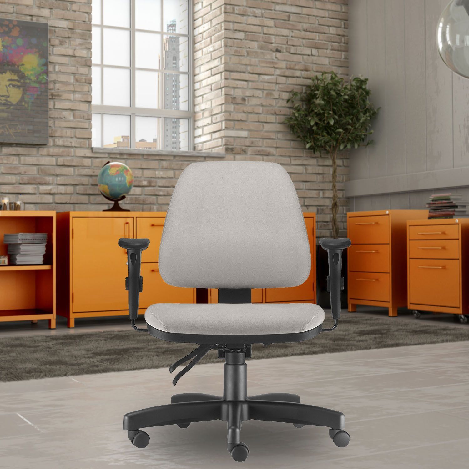 Kit 02 Cadeiras de Escritório Giratória Executiva Ergonômica Sky L02 Suede Bege - Lyam Decor