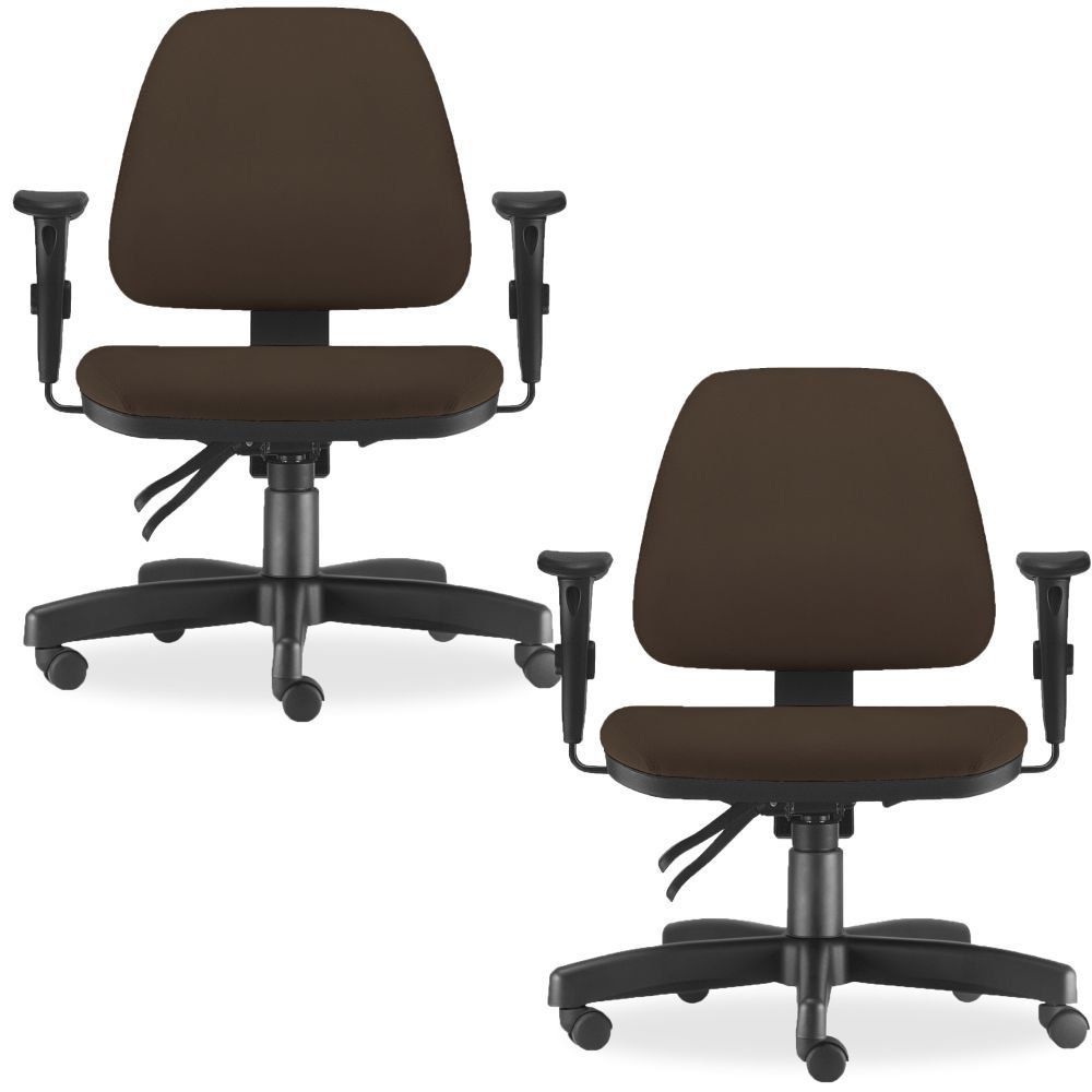 Kit 02 Cadeiras de Escritório Giratória Executiva Ergonômica Sky L02 Suede Marrom - Lyam Decor
