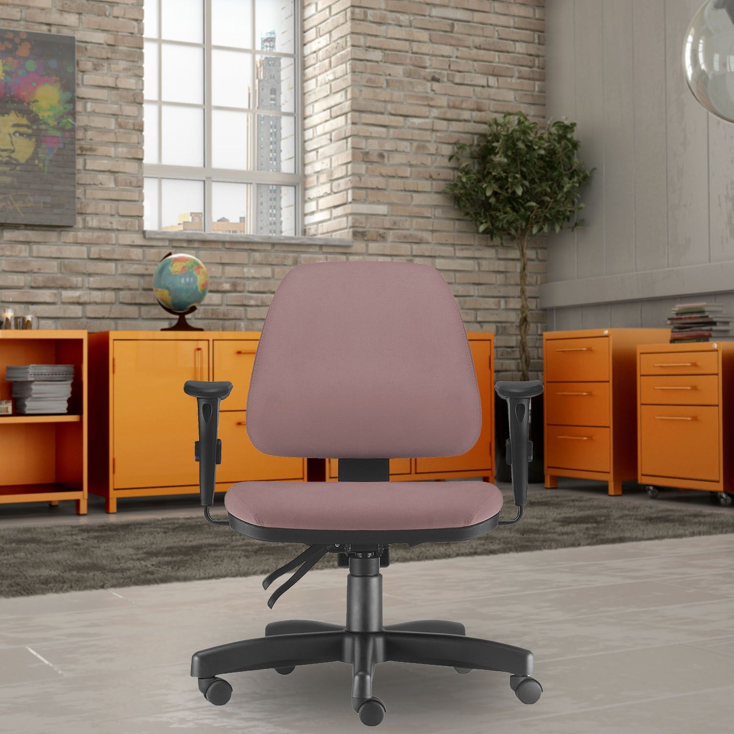 Kit 02 Cadeiras de Escritório Giratória Executiva Ergonômica Sky L02 Suede Rosê - Lyam Decor