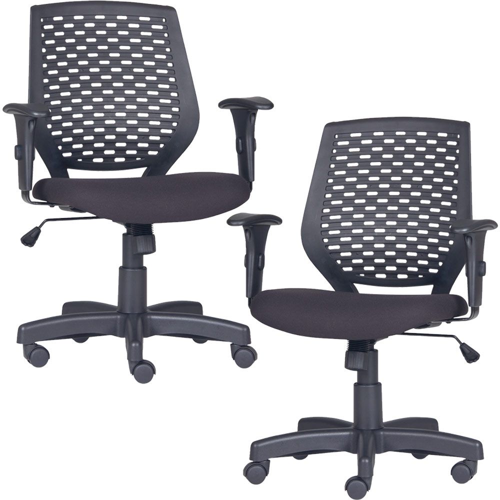Kit 02 Cadeiras de Escritório Giratória Executiva Ergonômica Tech L02 Corano Preto - Lyam Decor