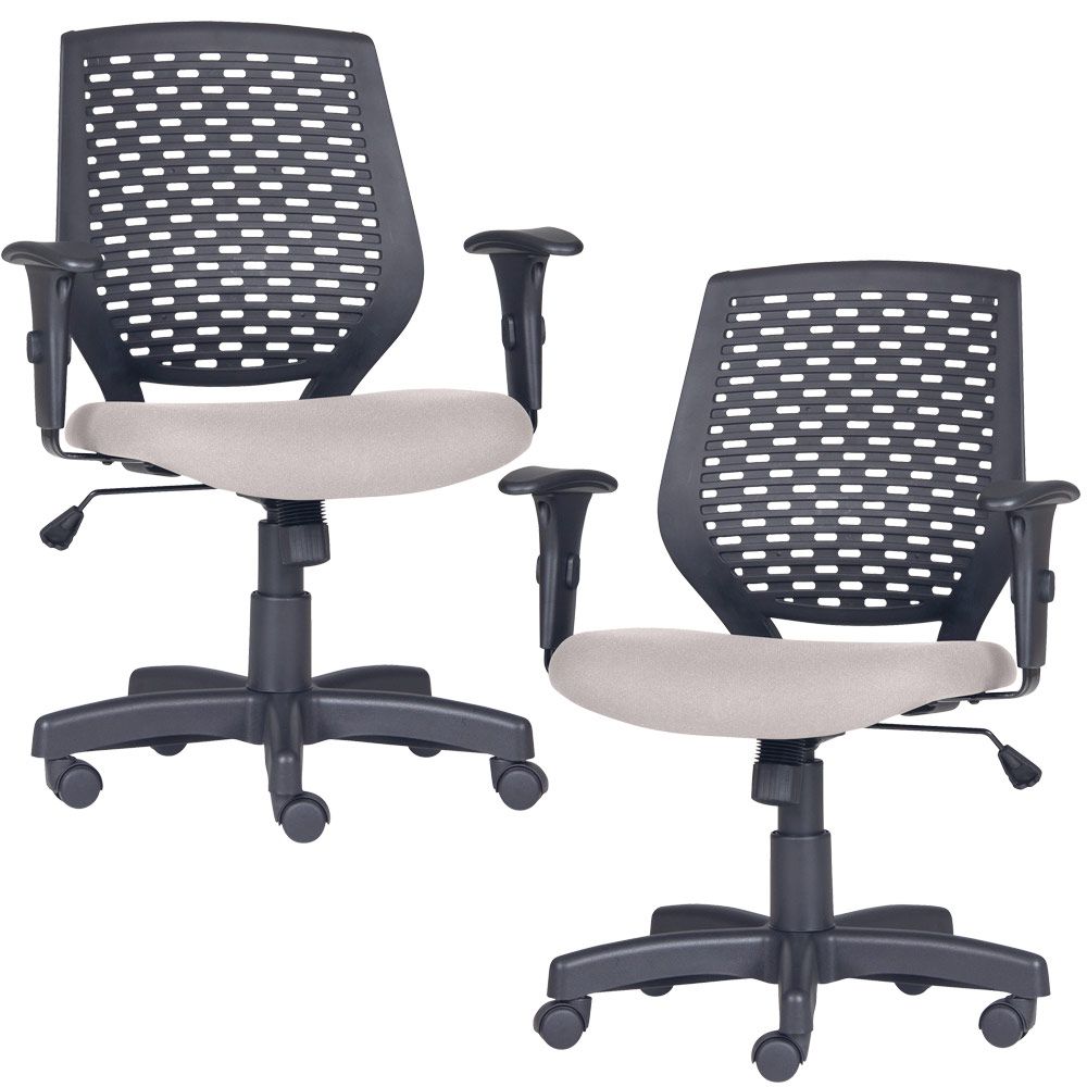 Kit 02 Cadeiras de Escritório Giratória Executiva Ergonômica Tech L02 Suede Bege - Lyam Decor
