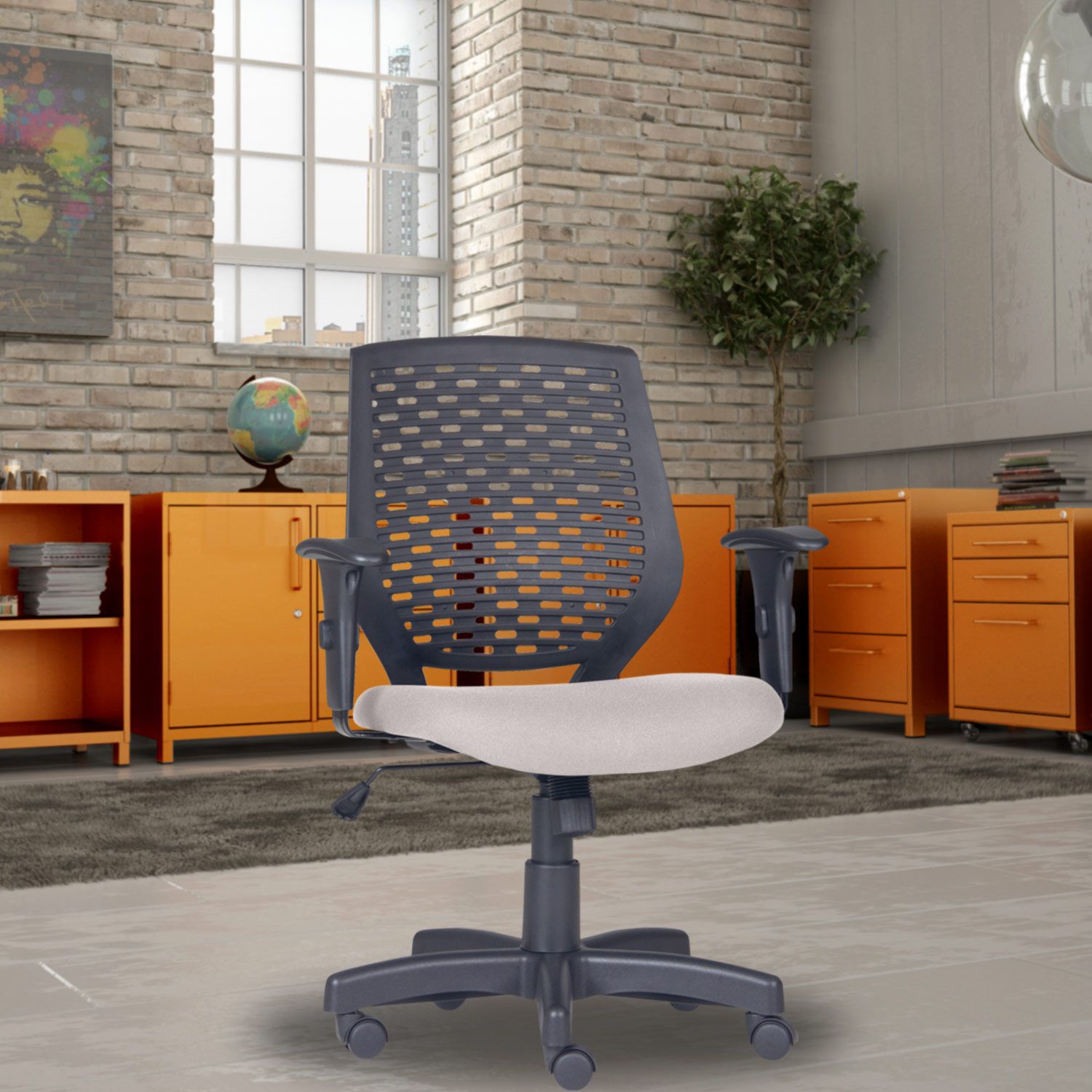 Kit 02 Cadeiras de Escritório Giratória Executiva Ergonômica Tech L02 Suede Bege - Lyam Decor