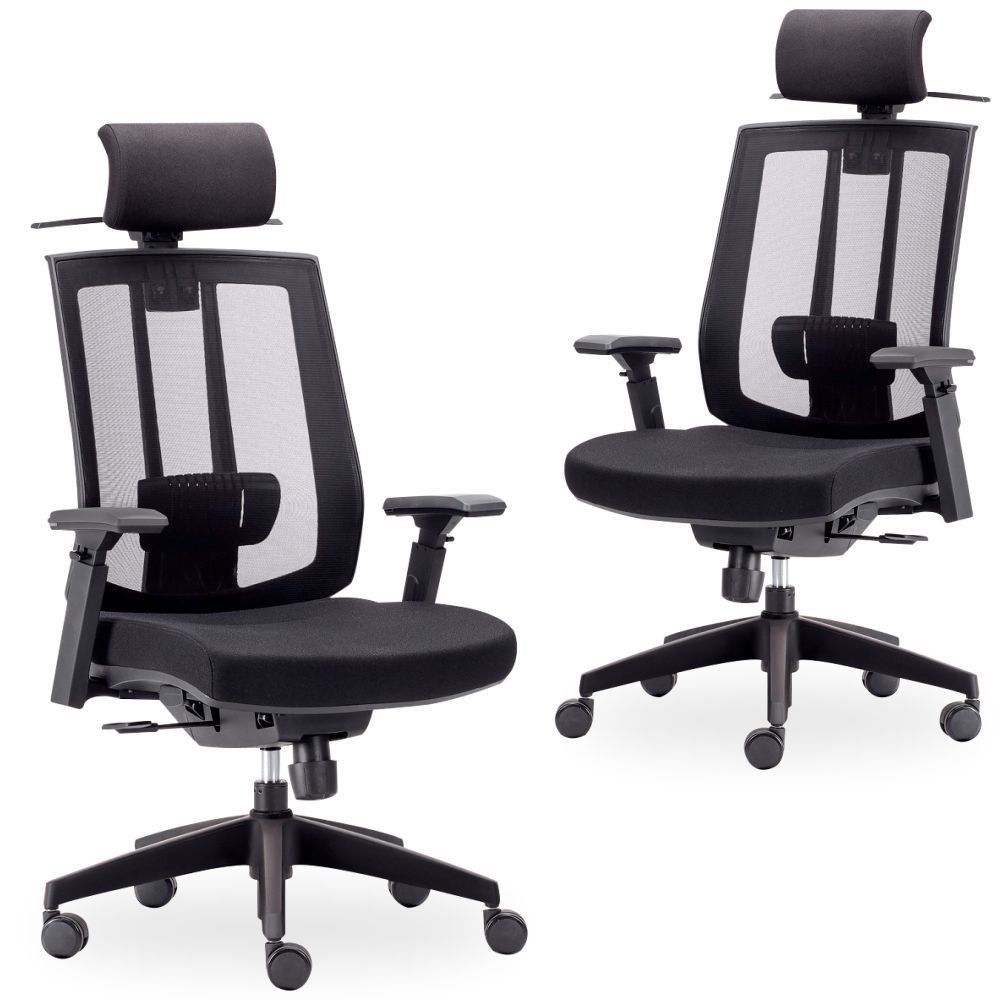 Kit 02 Cadeiras de Escritório Giratória Presidente Executiva Song F02 Preto - Lyam Decor
