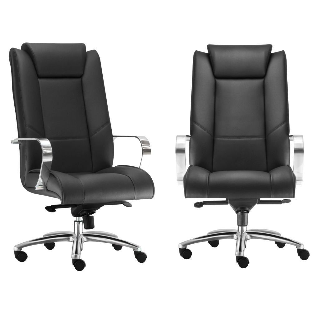 Kit 02 Cadeiras de Escritório Presidente Executiva  New Onix F02 Couro Ecológico Preto - Lyam Decor