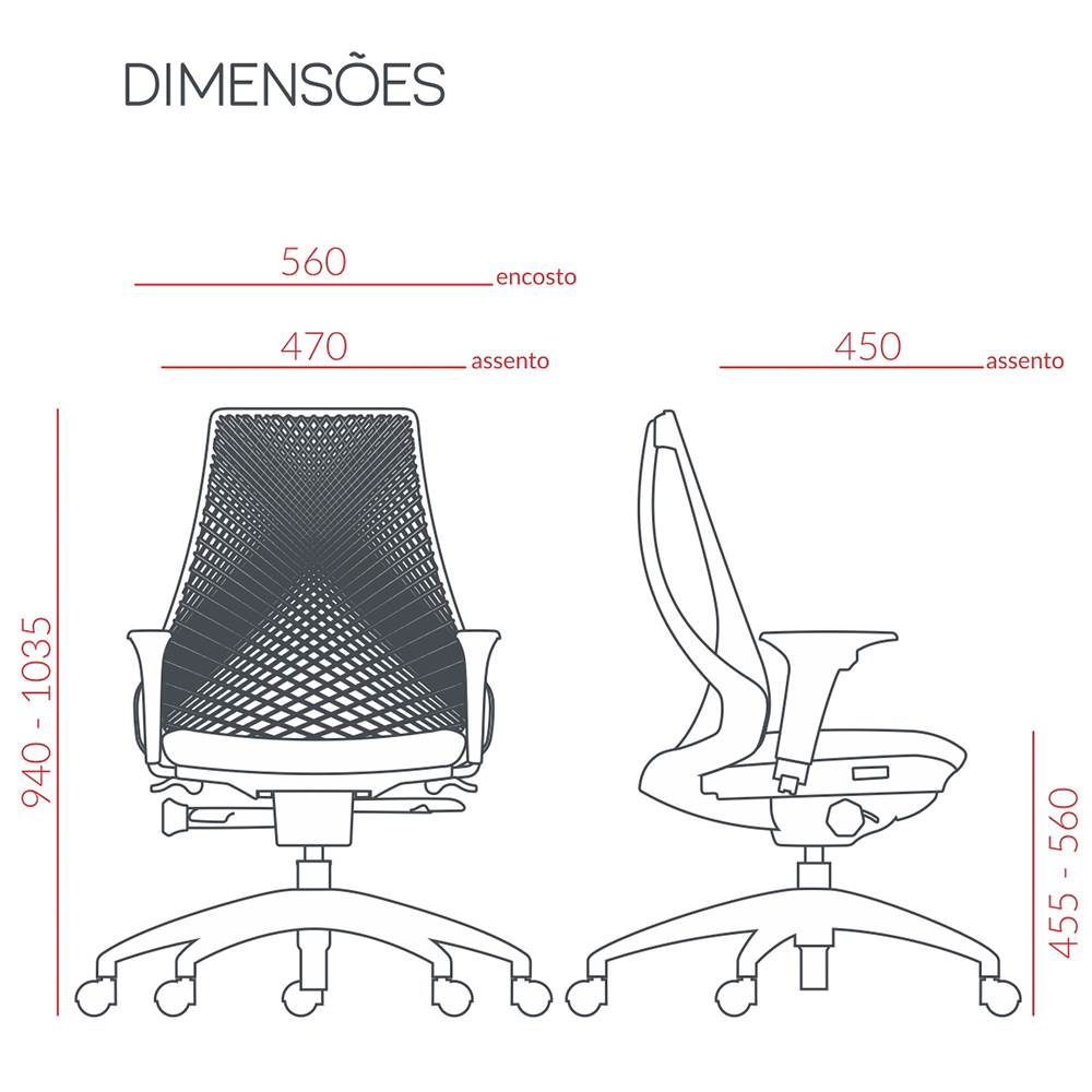 Kit 02 Cadeiras de Escritório Presidente Giratória Ergonômica Kron P03 Crepe Preto - Lyam Decor