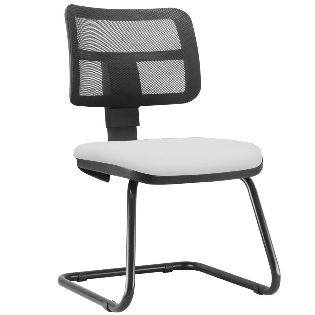 Kit 02 Cadeiras de Escritório Recepção Fixa Zip L02 Couro Sintético Branco - Lyam Decor