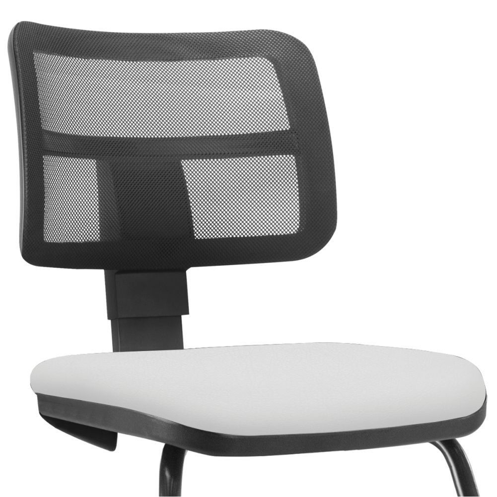 Kit 02 Cadeiras de Escritório Recepção Fixa Zip L02 Couro Sintético Branco - Lyam Decor