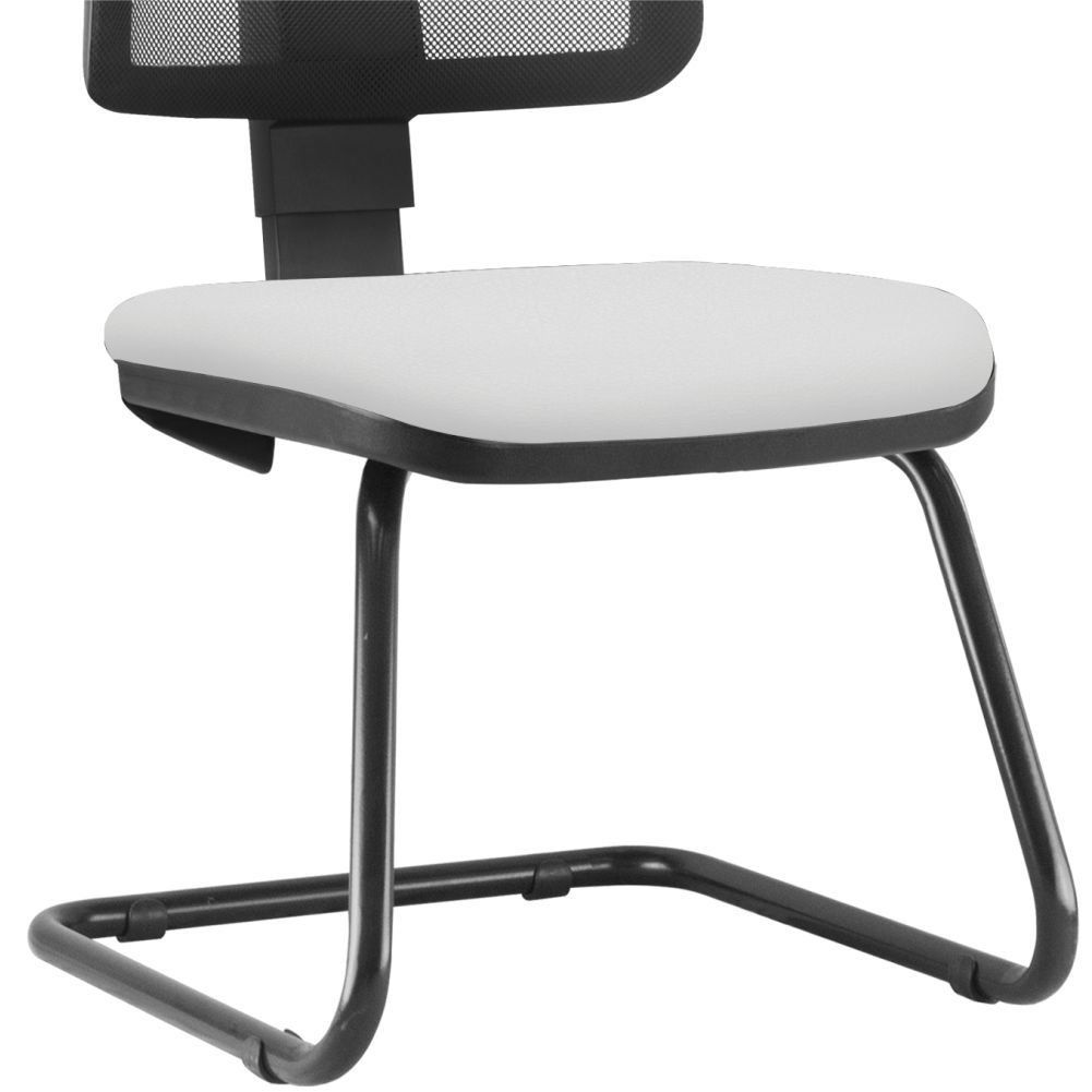 Kit 02 Cadeiras de Escritório Recepção Fixa Zip L02 Couro Sintético Branco - Lyam Decor