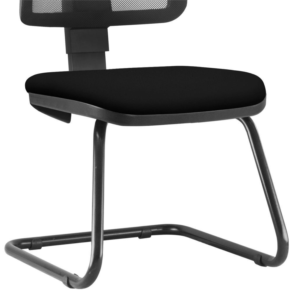 Kit 02 Cadeiras de Escritório Recepção Fixa Zip L02 Couro Sintético Preto - Lyam Decor