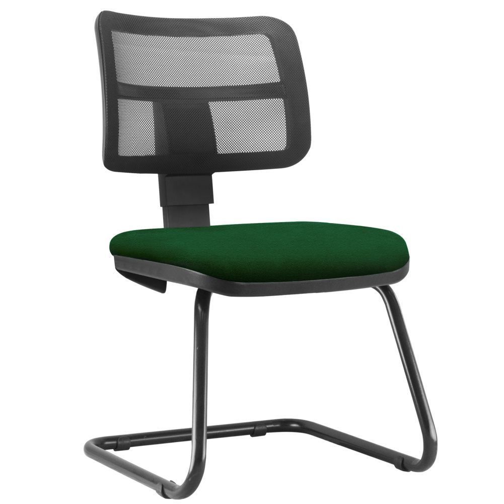 Kit 02 Cadeiras de Escritório Recepção Fixa Zip L02 Crepe Verde Musgo - Lyam Decor