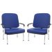 Kit 02 Cadeiras de Escritório Recepção com Braço Fixa Cromada Magno P03 Vinil Azul - Lyam Decor