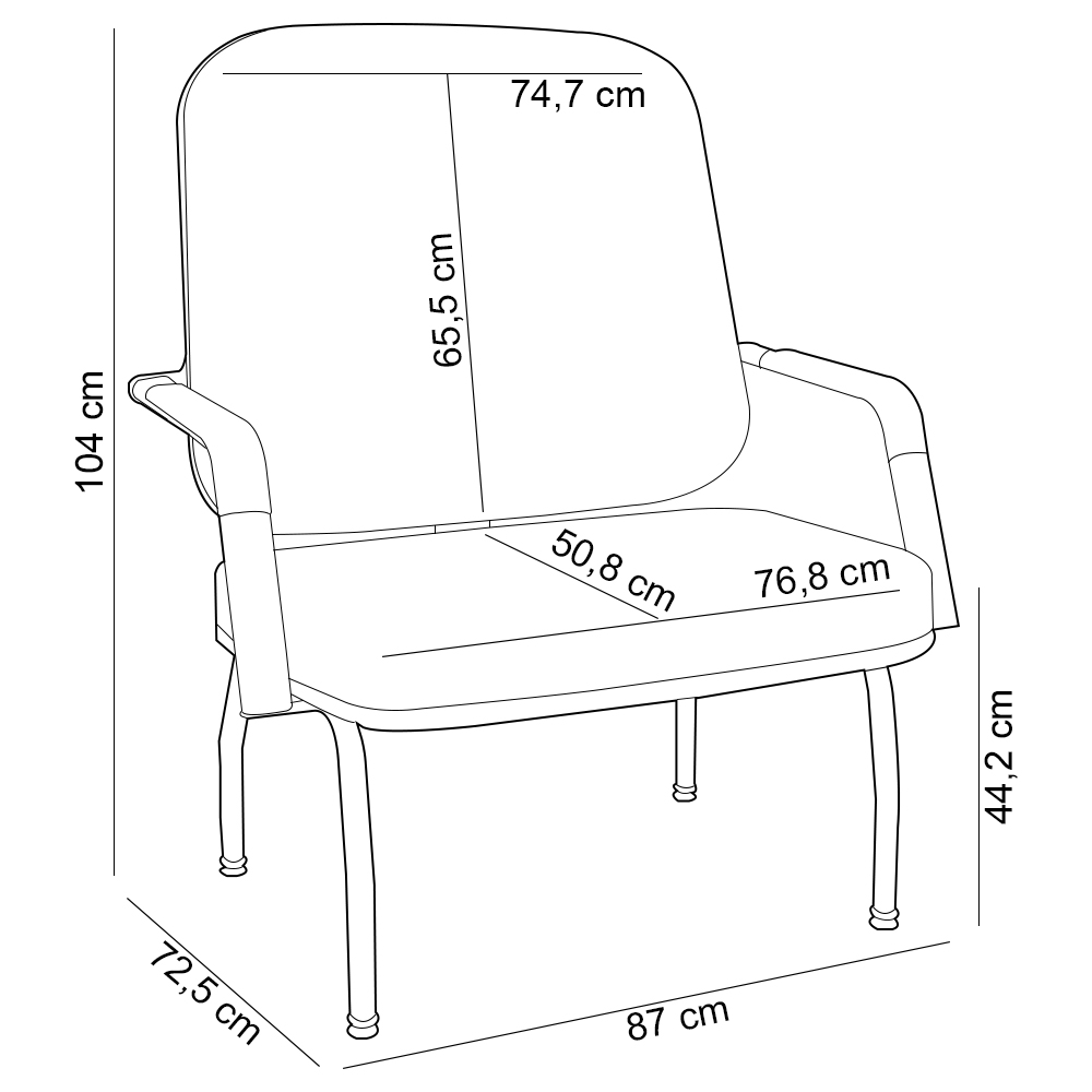 Kit 02 Cadeiras de Escritório Recepção com Braço Fixa Cromada Magno P03 Vinil Branco - Lyam Decor