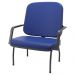 Kit 02 Cadeiras de Escritório Recepção com Braço Fixa Preta Magno P03 Vinil Azul - Lyam Decor