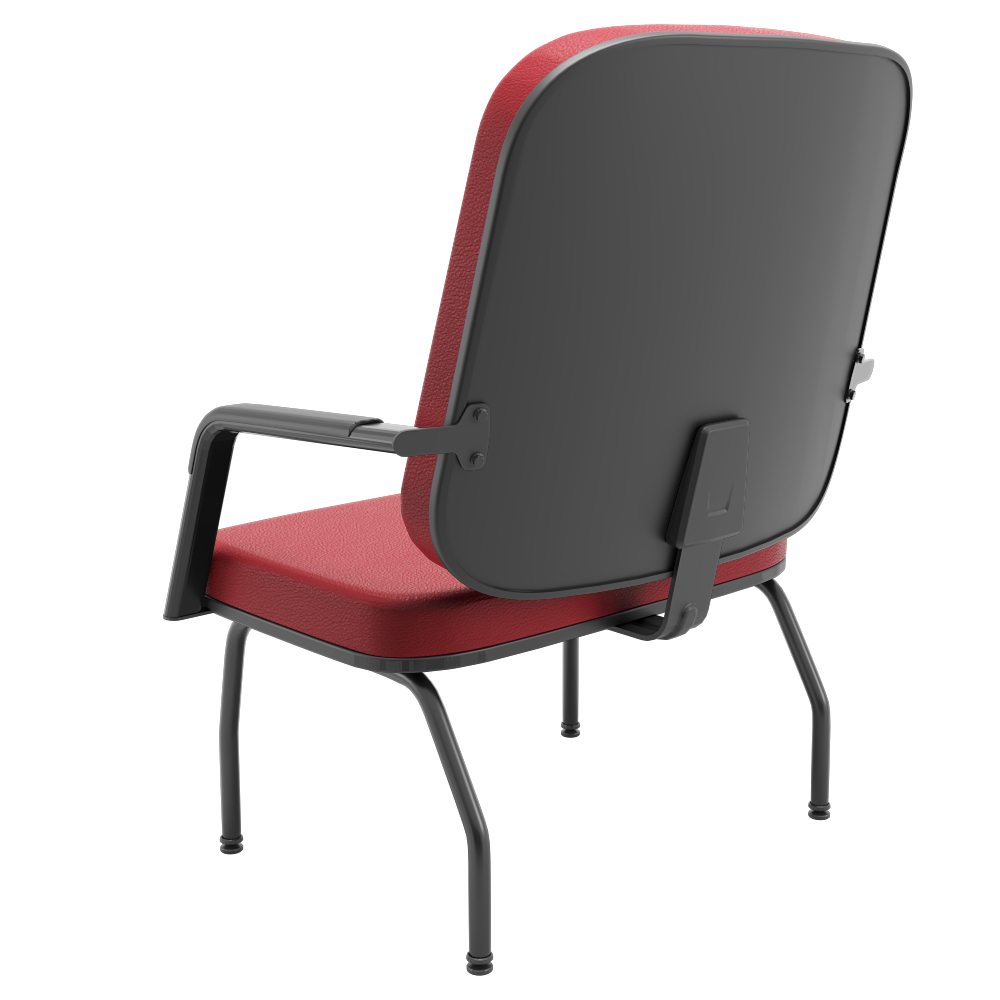 Kit 02 Cadeiras de Escritório Recepção com Braço Fixa Preta Magno P03 Vinil Vermelho - Lyam Decor