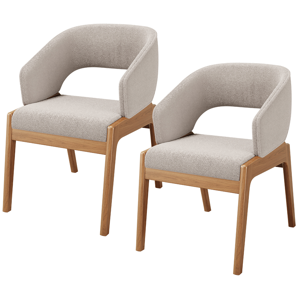 Kit 02 Cadeiras de Jantar e Estar Living Estofada Lince L02 Bouclê Bege - Lyam Decor
