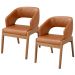 Kit 02 Cadeiras de Jantar e Estar Living Estofada Lince L02 Couríssimo Camel - Lyam Decor