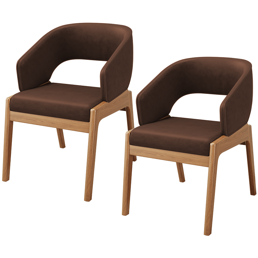 Kit 02 Cadeiras de Jantar e Estar Living Estofada Lince L02 Couríssimo Marrom - Lyam Decor
