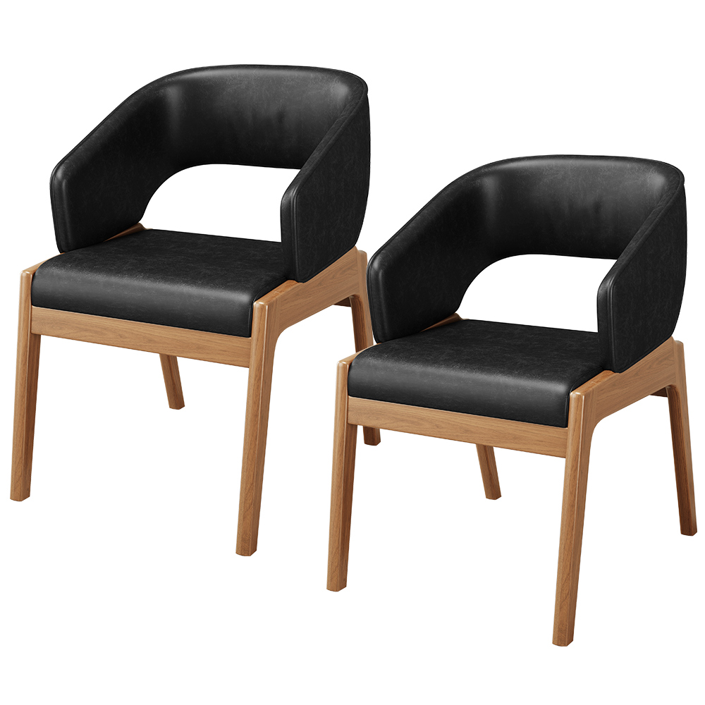 Kit 02 Cadeiras de Jantar e Estar Living Estofada Lince L02 Couríssimo Preto - Lyam Decor