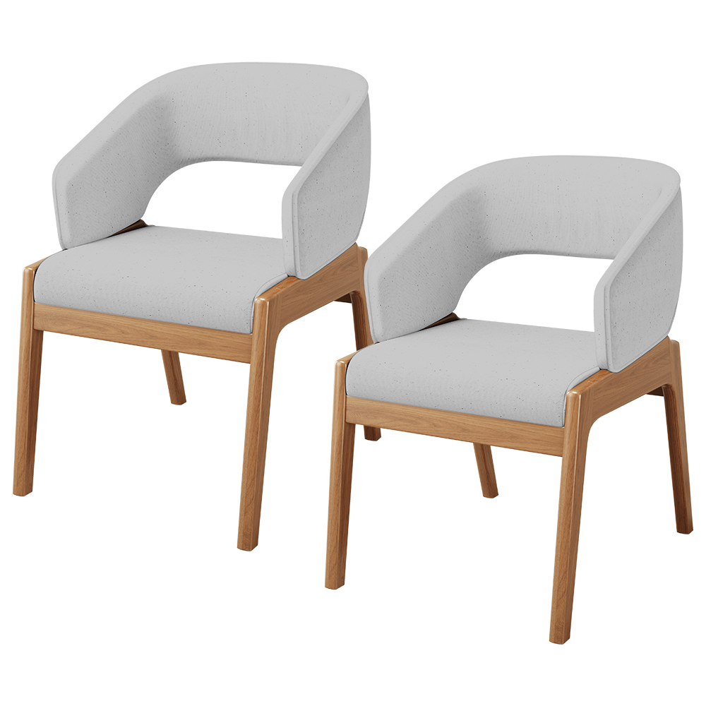 Kit 02 Cadeiras de Jantar e Estar Living Estofada Lince L02 Linho Cinza - Lyam Decor