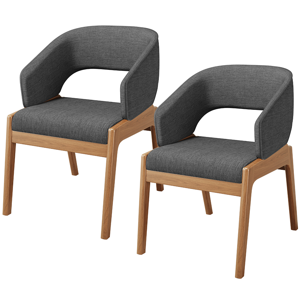 Kit 02 Cadeiras de Jantar e Estar Living Estofada Lince L02 Linho Cinza Escuro - Lyam Decor