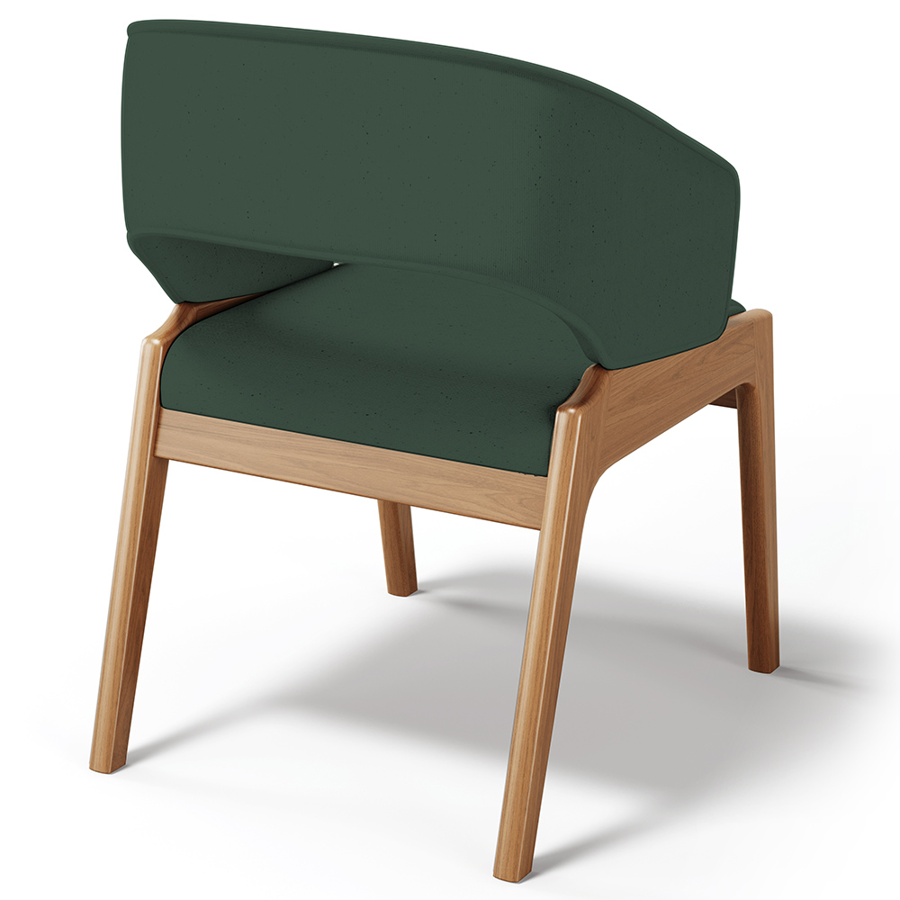 Kit 02 Cadeiras de Jantar e Estar Living Estofada Lince L02 Linho Verde Musgo - Lyam Decor