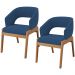 Kit 02 Cadeiras de Jantar e Estar Living Estofada Lince L02 Suede Azul Marinho - Lyam Decor