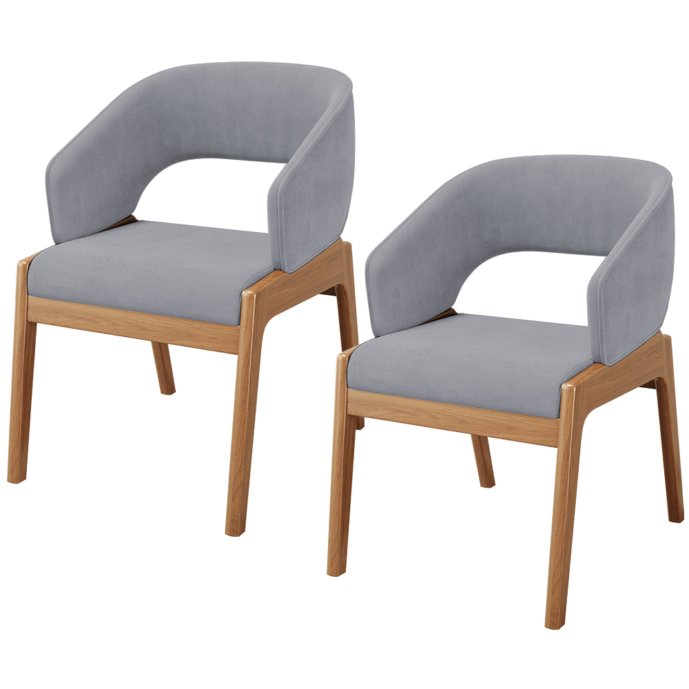 Kit 02 Cadeiras de Jantar e Estar Living Estofada Lince L02 Suede Cinza - Lyam Decor