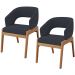 Kit 02 Cadeiras de Jantar e Estar Living Estofada Lince L02 Suede Preto - Lyam Decor