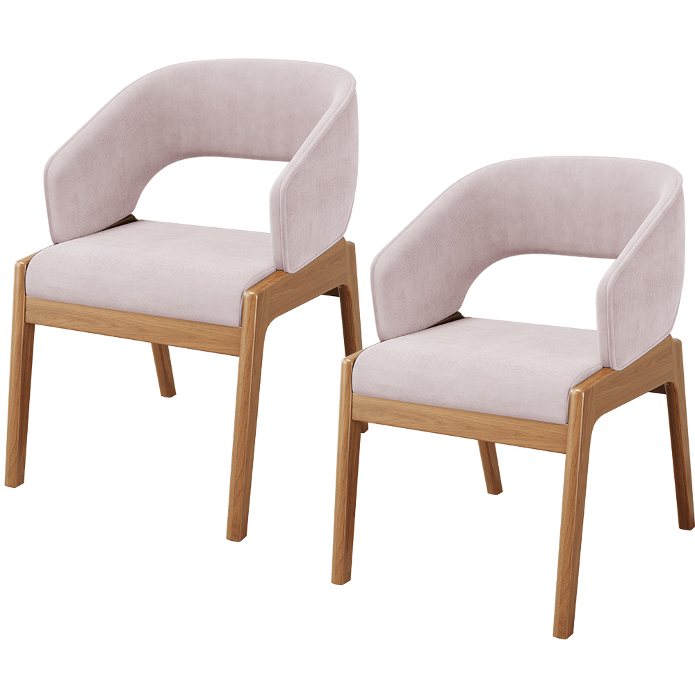 Kit 02 Cadeiras de Jantar e Estar Living Estofada Lince L02 Suede Rosê - Lyam Decor