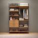 Kit 02 Closet Guarda Roupa Cabideiro 02 Gavetas Modulado 220x73cm Leaf D03 Freijó Preto - Lyam Decor