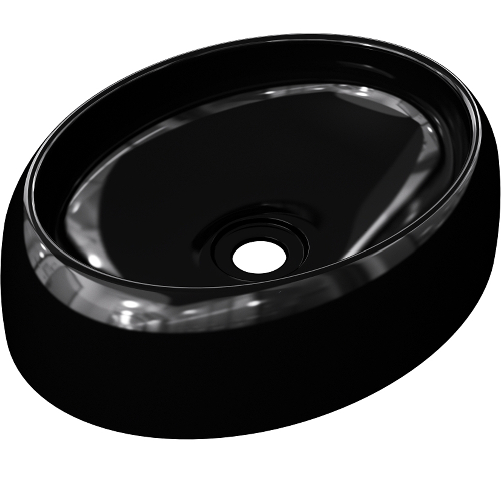 Kit 02 Cubas de Apoio Oval Para Banheiro Lavabo C01 Capri O39 Preto - Lyam Decor