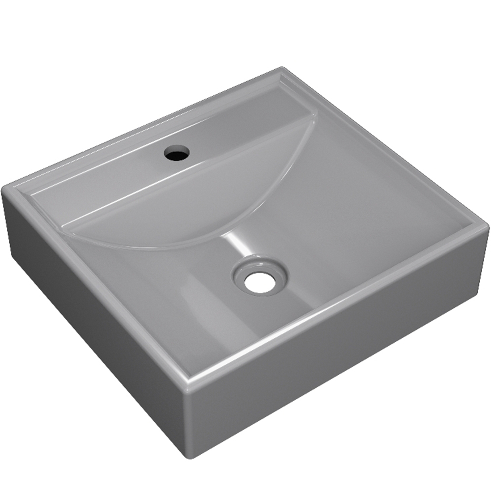 Kit 02 Cubas de Apoio Quadrada Para Banheiro Lavabo C01 Q39W Cinza - Lyam Decor