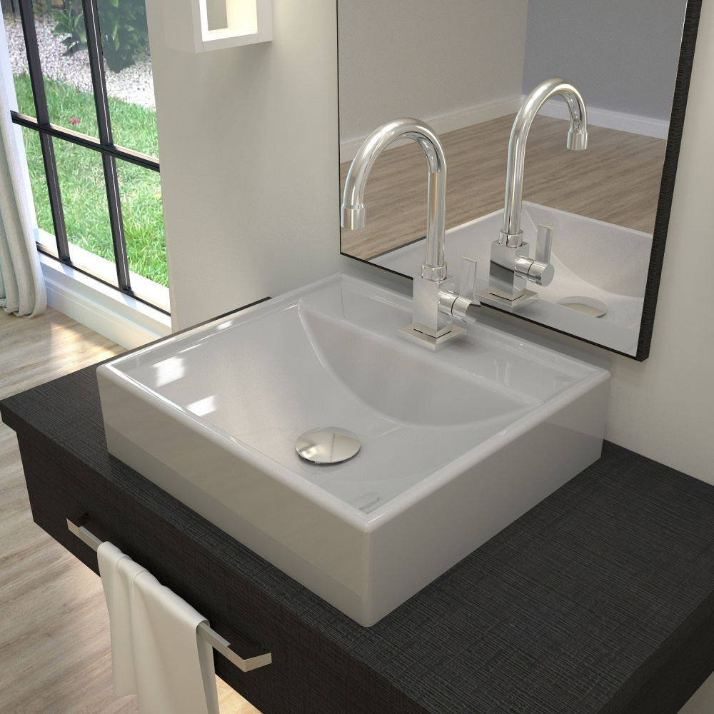 Kit 02 Cubas de Apoio Quadrada Para Banheiro Lavabo C01 Q39W Cinza - Lyam Decor