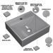 Kit 02 Cubas de Apoio Quadrada Para Banheiro Lavabo C01 Q39W Cinza - Lyam Decor