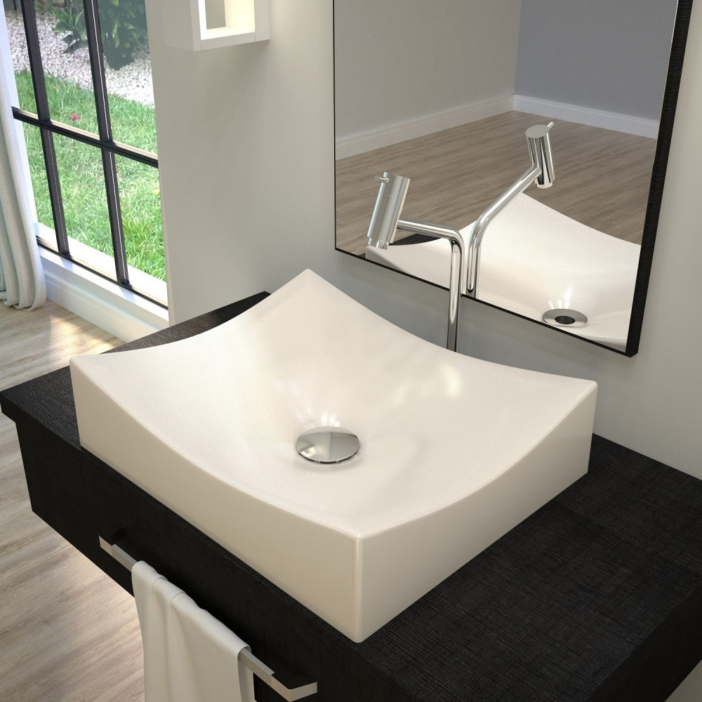 Kit 02 Cubas de Apoio Retangular Para Banheiro Lavabo C01 ML44W Bege - Lyam Decor