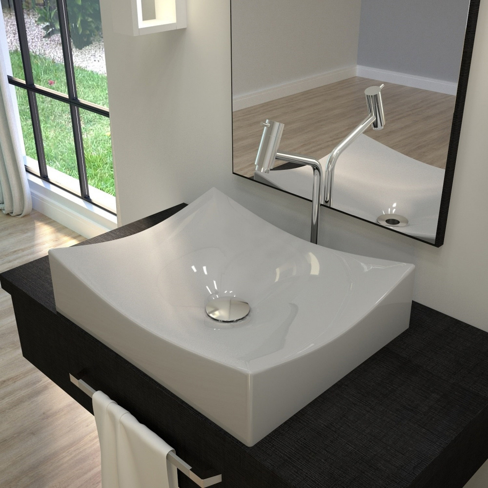 Kit 02 Cubas de Apoio Retangular Para Banheiro Lavabo C01 ML44W Cinza - Lyam Decor