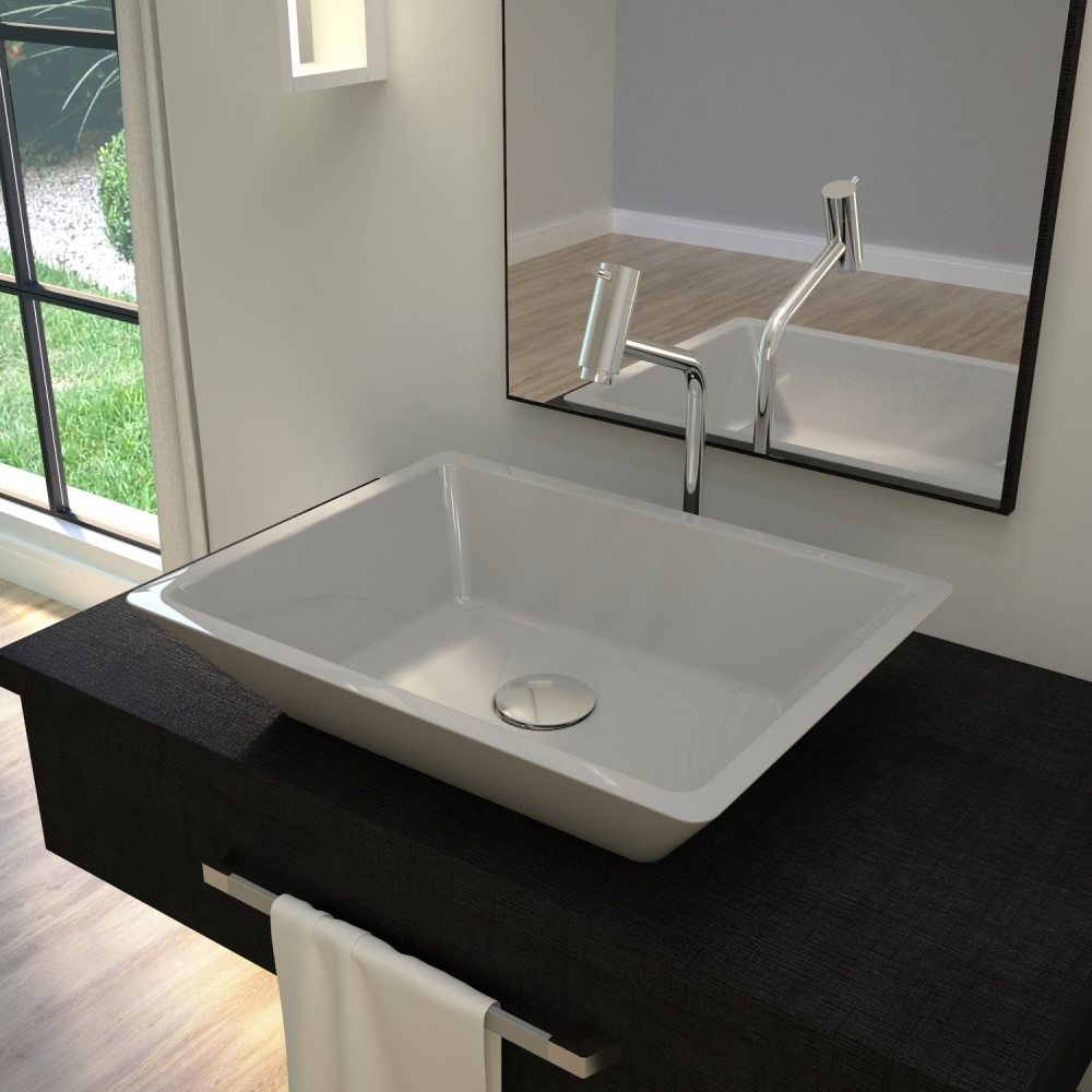 Kit 02 Cubas de Apoio Retangular Para Banheiro Lavabo C01 RT45 Cinza - Lyam Decor