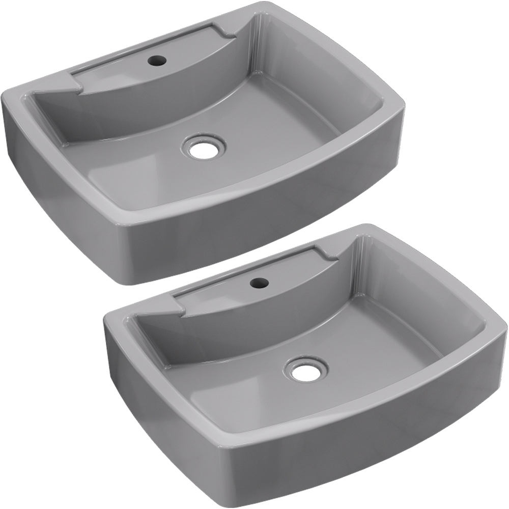 Kit 02 Cubas de Apoio Retangular Para Banheiro Lavabo C01 RT50 Cinza - Lyam Decor