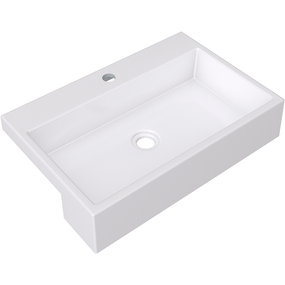 Kit 02 Cubas de Semi Encaixe Retangular Para Banheiro Lavabo XRT55 C01 Branco - Lyam Decor