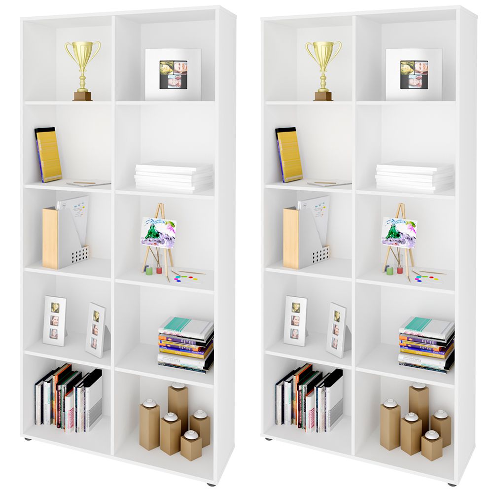Kit 02 Estantes Multiuso com 10 Nichos Clean A02 187x90 Branco - Lyam Decor