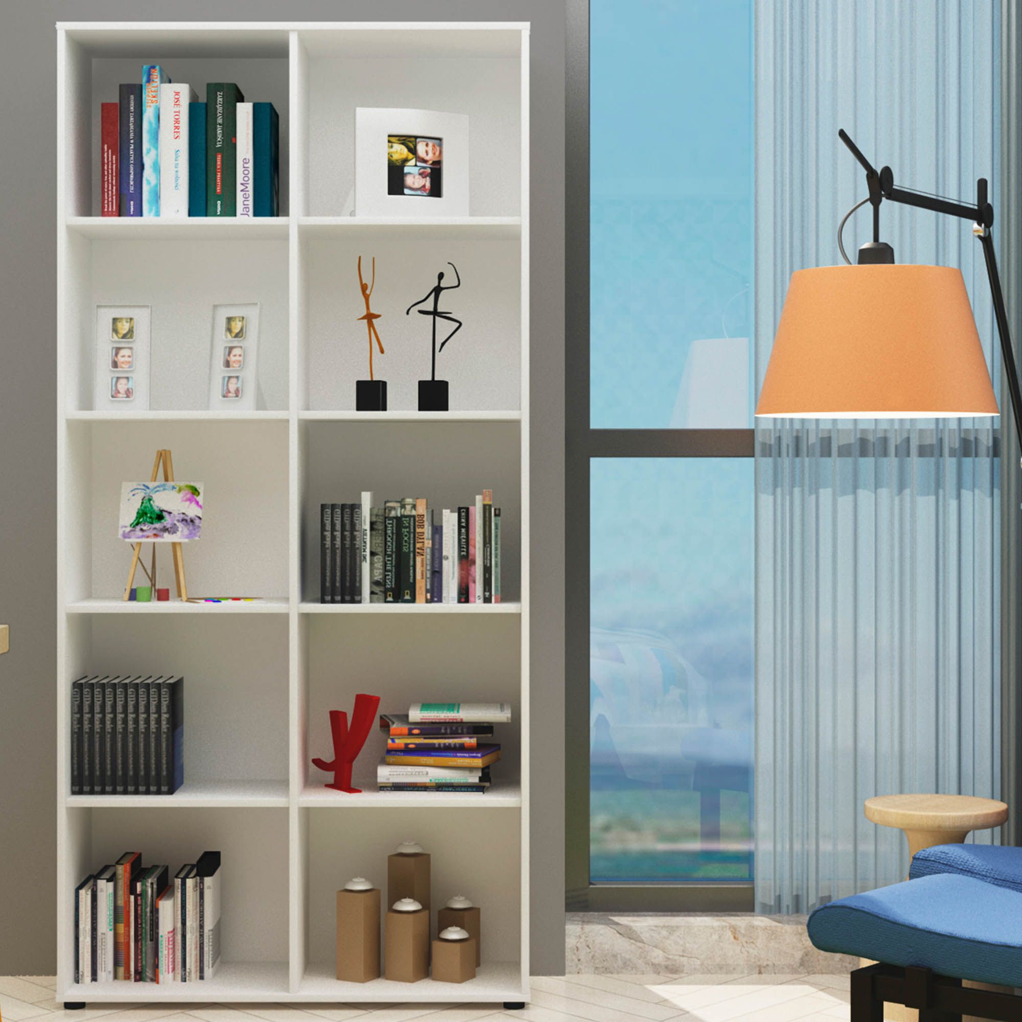 Kit 02 Estantes Multiuso com 10 Nichos Clean A02 187x90 Branco - Lyam Decor