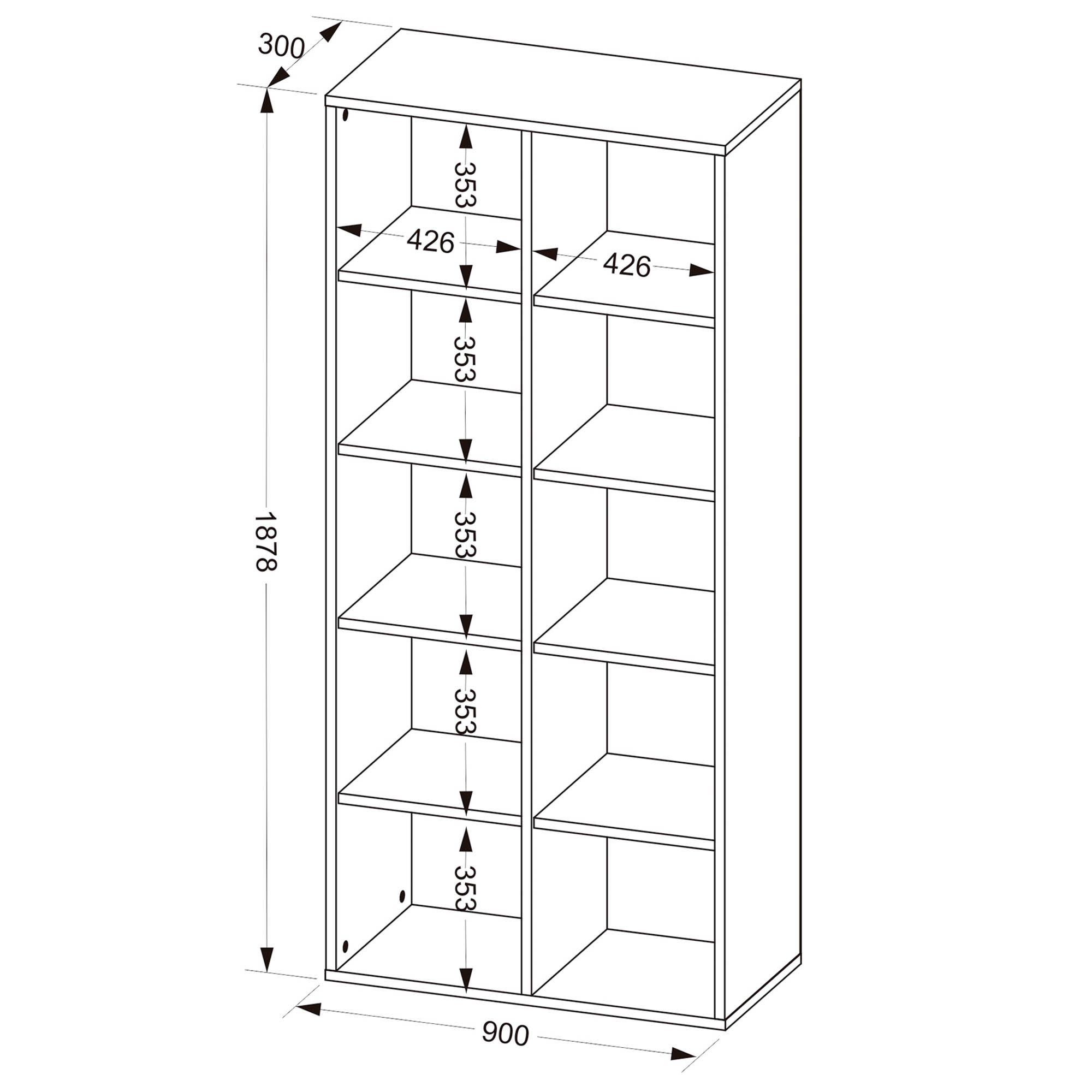 Kit 02 Estantes Multiuso com 10 Nichos Clean A02 187x90 Preto - Lyam Decor