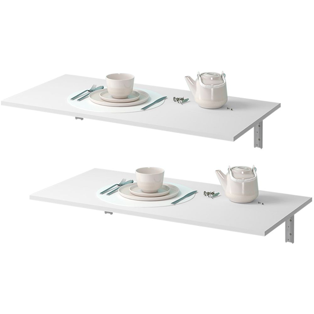 Kit 02 Mesas Dobráveis de Parede Cozinha Slim L03 Suspensa 120x45 BP Branco Fosco - Lyam Decor
