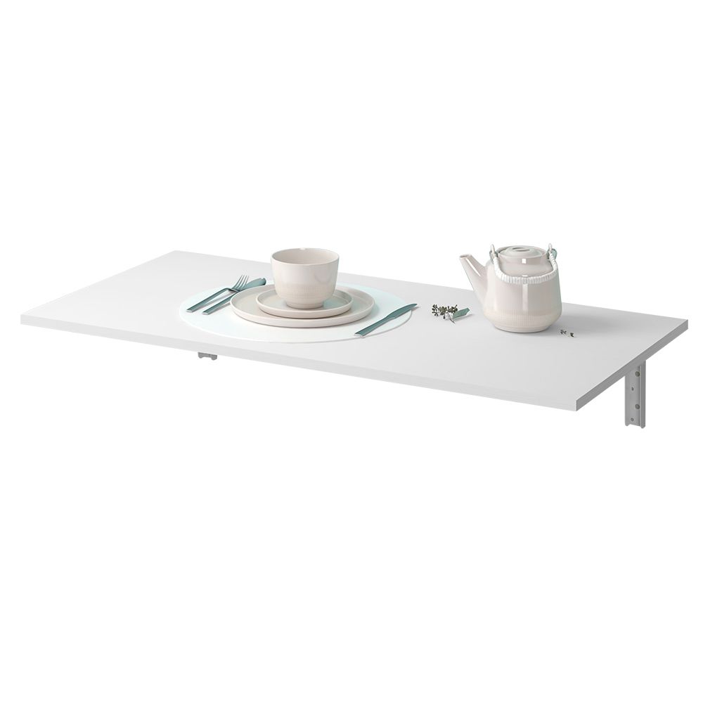 Kit 02 Mesas Dobráveis de Parede Cozinha Slim L03 Suspensa 120x45 BP Branco Fosco - Lyam Decor