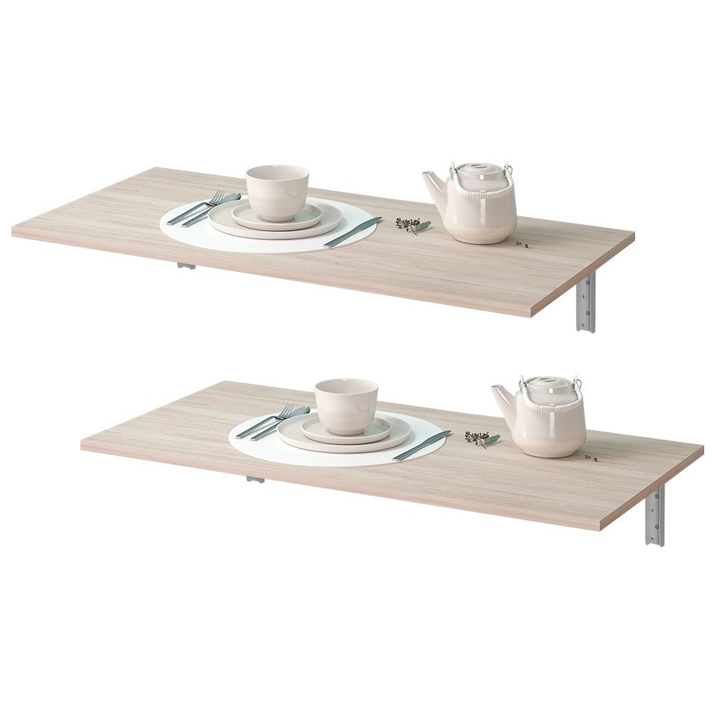 Kit 02 Mesas Dobráveis de Parede Cozinha Slim L03 Suspensa 68x45 BP Amadeirado Fosco - Lyam Decor