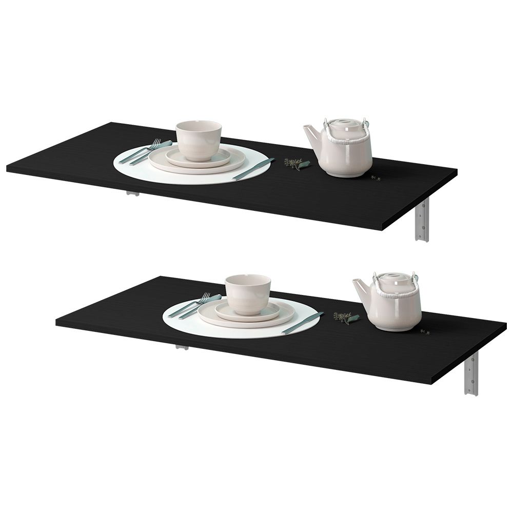 Kit 02 Mesas Dobráveis de Parede Cozinha Slim L03 Suspensa 68x45 BP Preto Fosco - Lyam Decor