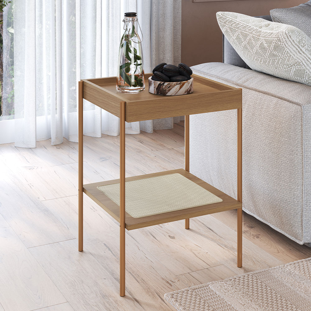 Kit 02 Mesas Lateral Para Sala de Estar Industrial Indy A03 Hanover Dourado - Lyam Decor